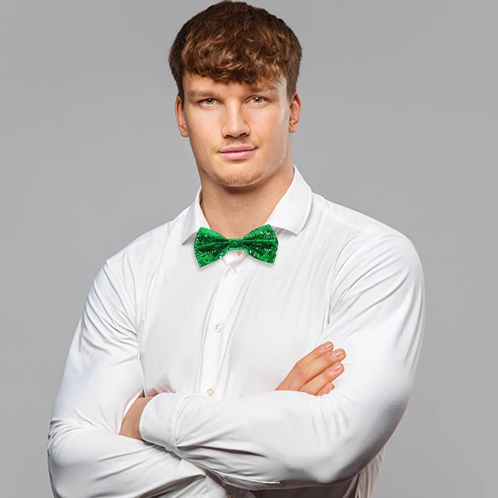 

2Pcs Sequin Bow Ties Adjustable Glitter Pre-Tied Bowtie for Men Wedding Party Formal Banquet Stage Performance Green