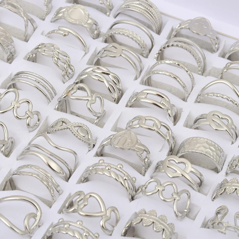 20 Stuks/partij Vintage Verstelbare Roestvrijstalen Ringen Gemengde Olie Druk Titanium Staal Mannen En Vrouwen Paar Vinger Ring