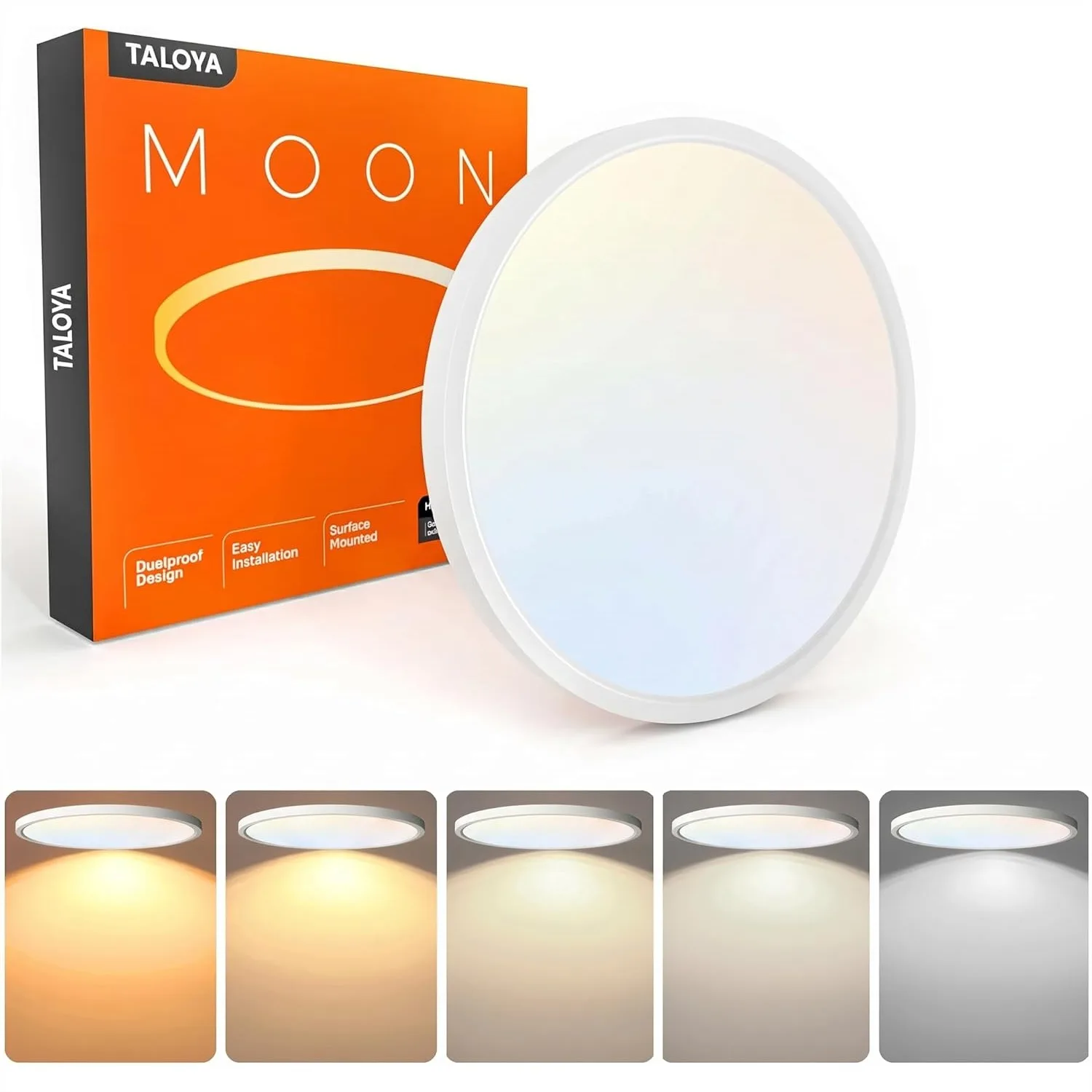 

12 Inch Flush Mount Ceiling Light with 5 Color Temperatures, 20W LED for Bedroom Kitchen, 0.94" Thin Round