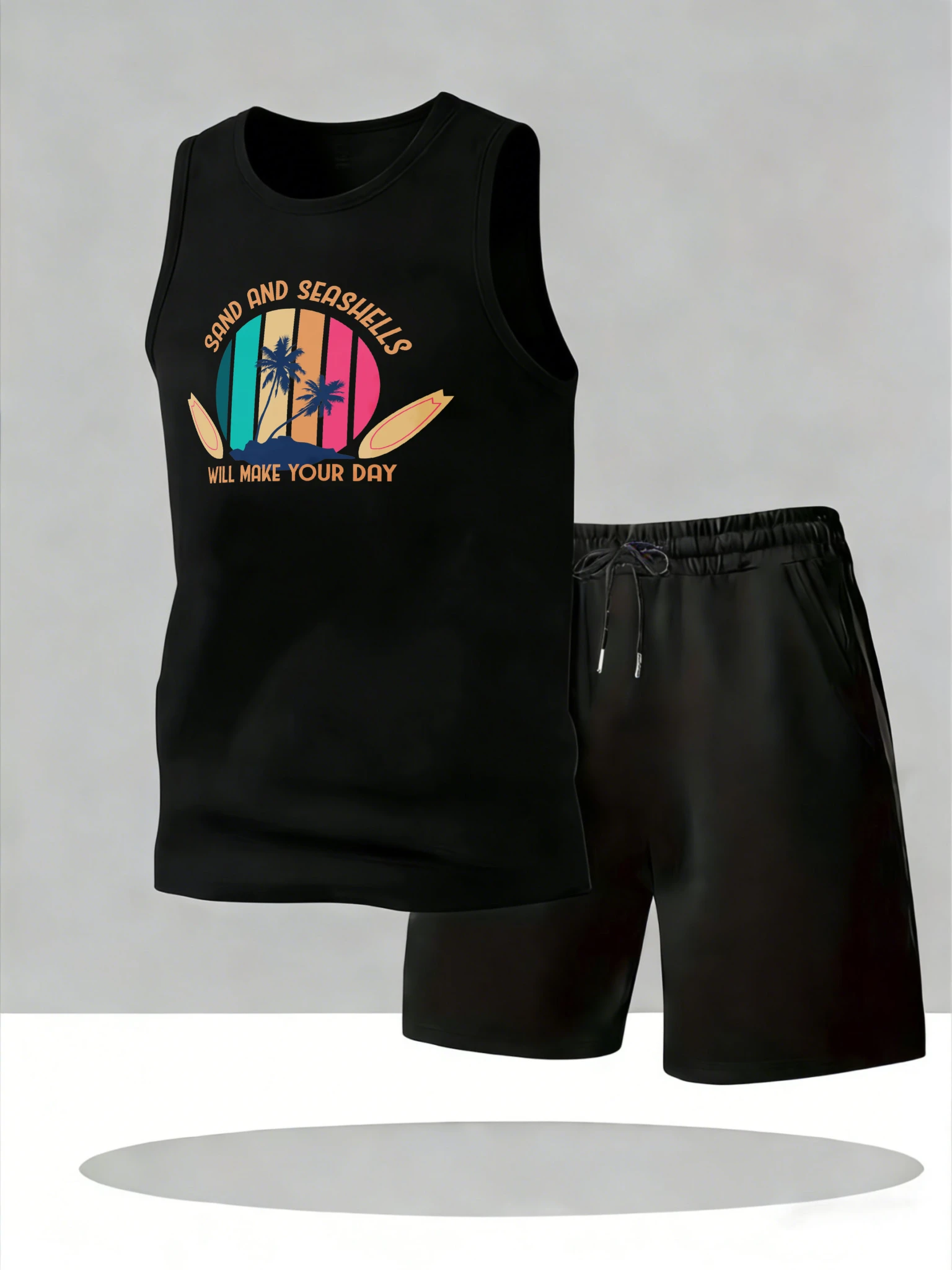 

Men's Tank Top Sets 2026 Summer Quick drying Breathable running beach men's chandals crewneck oversize sports two-piece sports