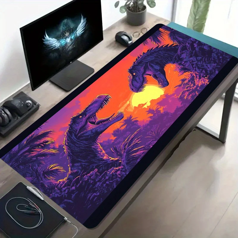 Dinosaur Sunset Jungle Large Gaming Mouse Pad Non-Slip Rubber Desk Mat for PC Office Gamer