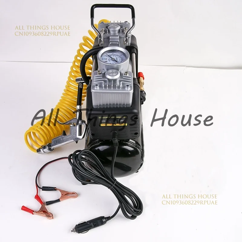 Portable Dual Cylinder Air Pump Car Tire Inflator 12V 220V Silent Oil-Free  Air Compressor Automatic Start Stop