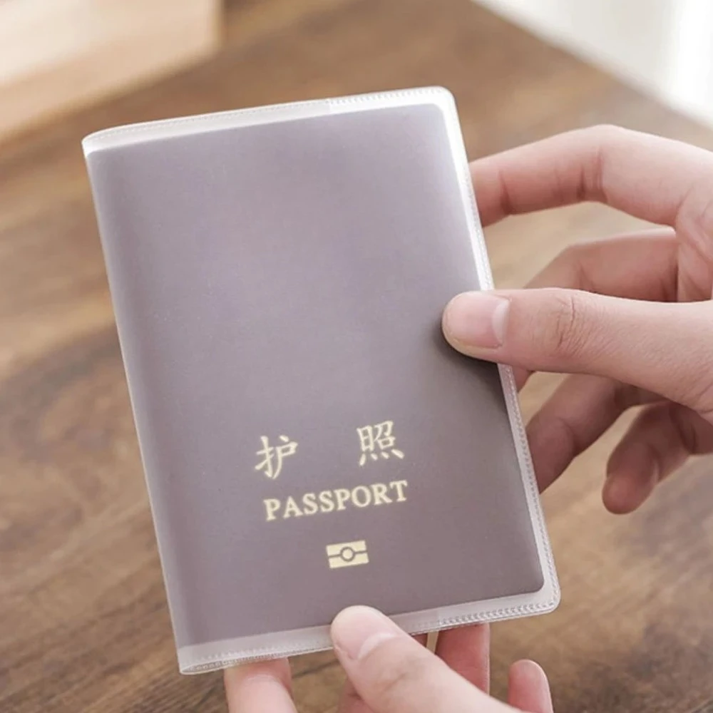 حافظة واقية لجواز السفر، قطعة واحدة/2 قطعة/4 قطع مصنوعة من مادة بلوري شفافة، كلوريد البولي فينيل، حقيبة مستندات مقاومة للماء