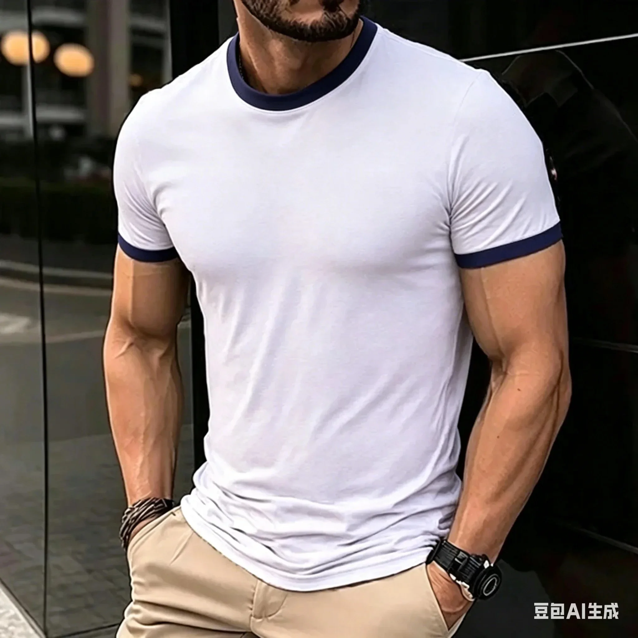 2026 Fashion New Men's Short Sleeve T-shirt Classic Solid Color Tops Daily Wear Summer Casual T Shirt for Men Streetwear