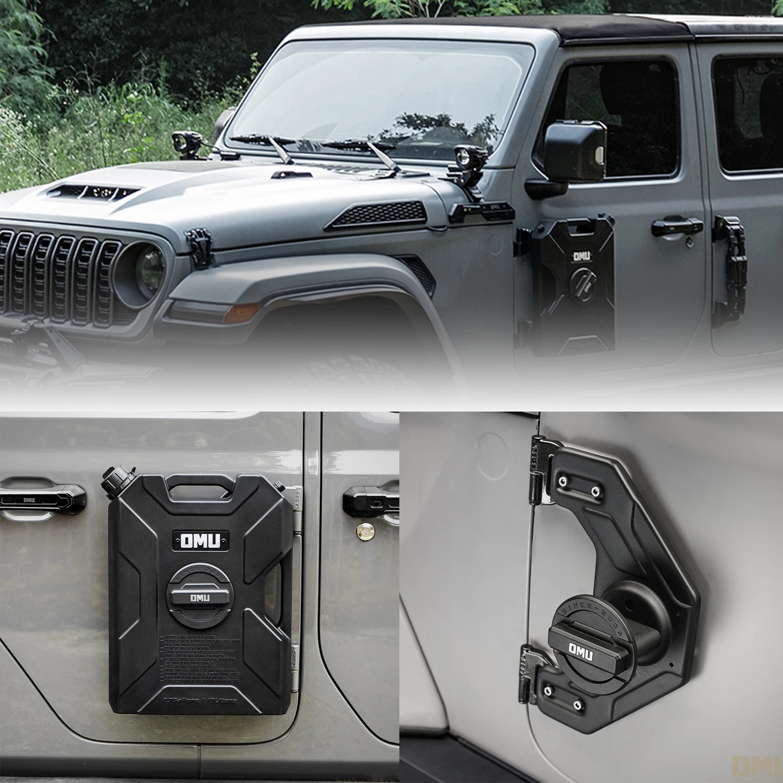 Zestaw do montażu zawieszenia drzwi OMU na kanister z paliwem/gazem 10L, do Jeep Wrangler JK JL & Gladiator JT, akcesoria terenowe