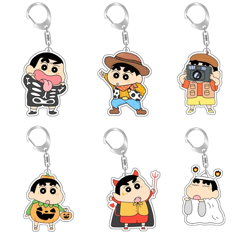 New Homemade Anime Ugly Crayon Shin-Chan Acrylic Keychain Cute Key Chain School Bag Funny Shin-Chan Pendant Gift