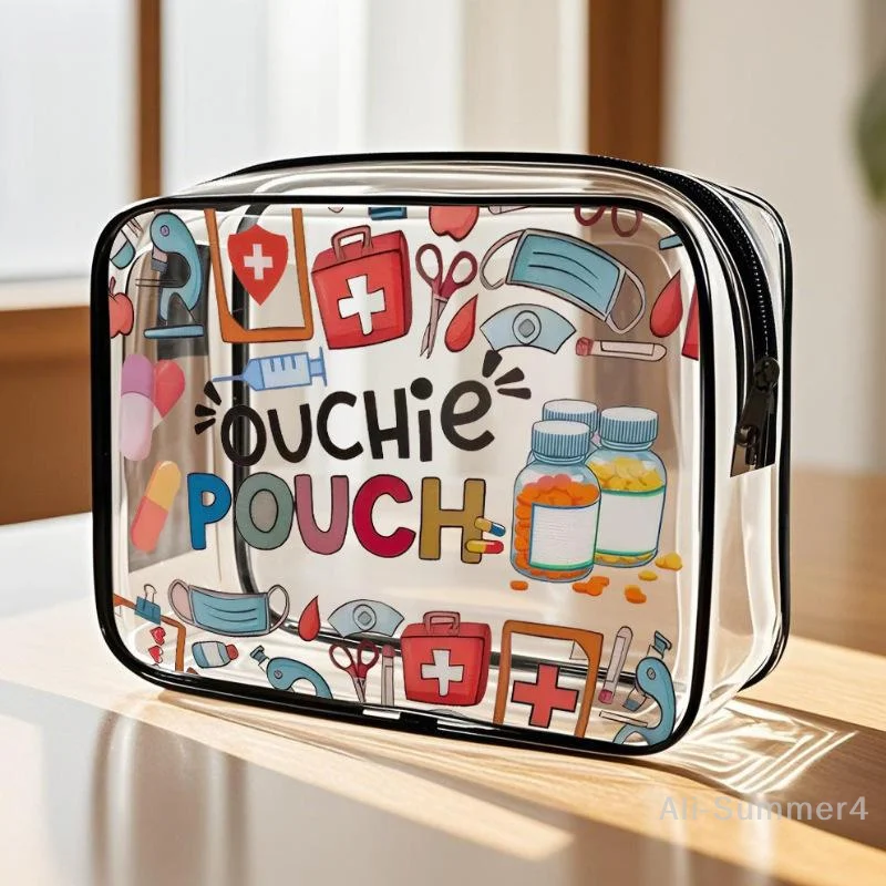 Medicine Cosmetic Bag Women Large Capacity Travel Organizer Easy Wipe Clean Toiletry Pouch Daily Use Trip Toiletry Travel Bag