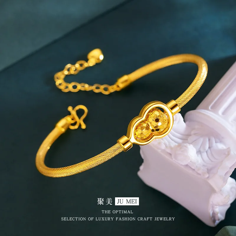 

The same style of Zhoujia bracelet 9999 new rotating flashing laser gourd brushed bracelet 24K real gold bracelet jewelry