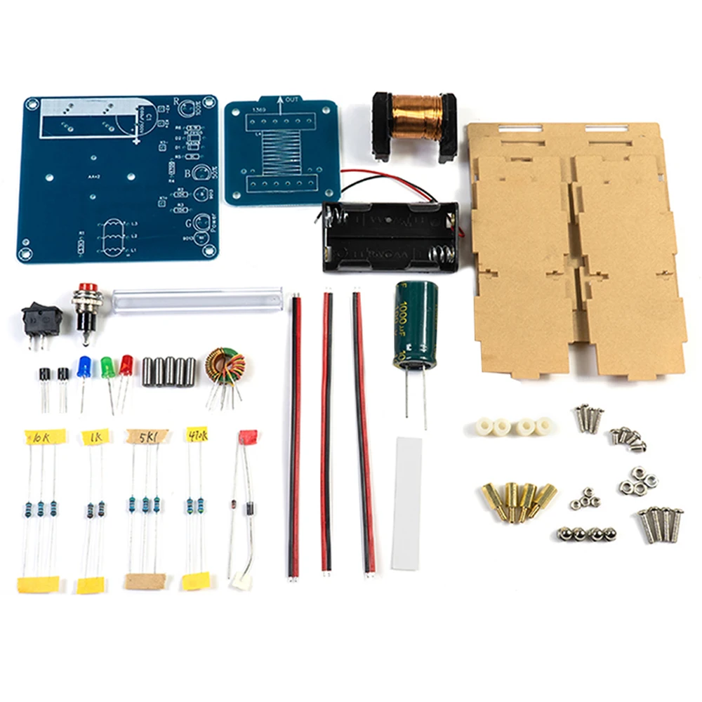 HU-064 High Voltage Electromagnetic Gun DIY Kit Coil Booster Module Welding exercise Circuit Making Acrylic Case without Battery