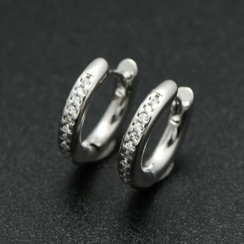 Jewelry Making Supplies Nickel Free Color Remain Silver Gold Plated CZ Setting Round Huggie Hoop Earring for Women Ladis