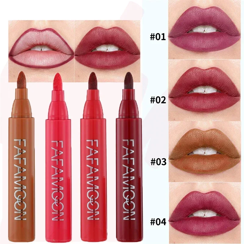 Makeup Lipstick Lips Dye Marker Pen Long-lasting Hydrating Waterproof Matte Lip Gloss Lipliner Contour Non-stick Cup Lip Stain