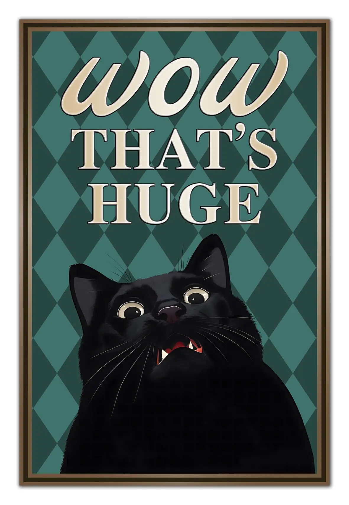 Bestylez Black Cat Wow That's Huge Funny Tin Signs Bathroom Wall Decor 8 x 12 Inch (996)