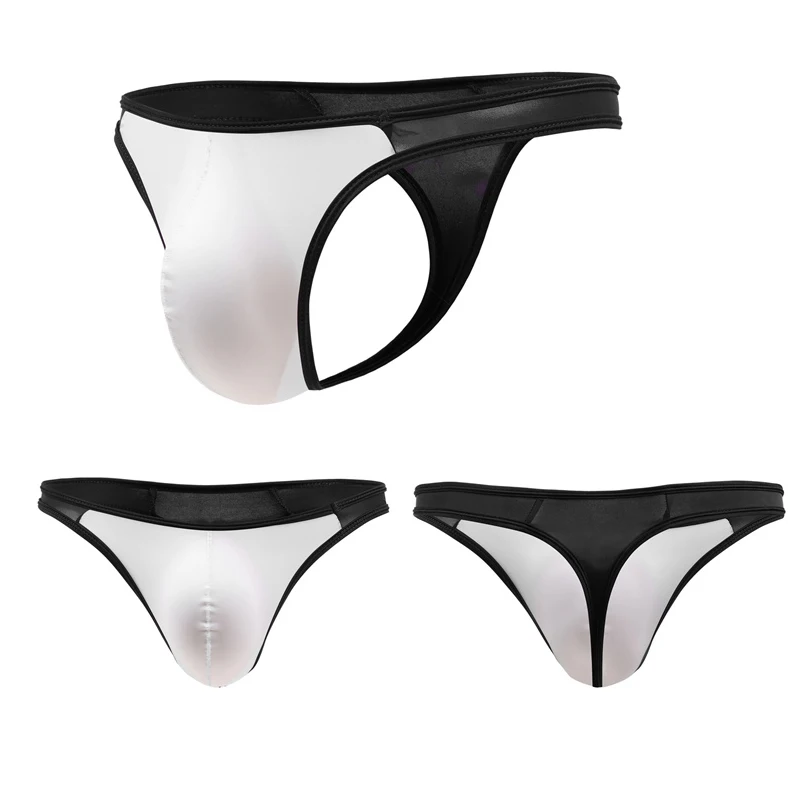 8PCS Men\'s Briefs Sexy Ice Silk Low Waist Bikini Underpants Mens Briefs Underwear Men Sexy Underwear U Convex Thong Pantie