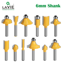 12pcs 6mm Shank Router Bit Set Trimming Straight Corner Beading Bits For Wood Milling Cutter Carbide Cutting Woodwork Tool 06011