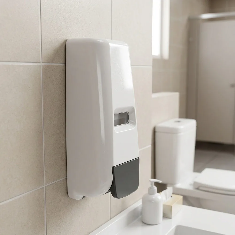 Toilet Dispenser for Sanitary Cleaning of Toilet Seats Using Push-Action Lever for Controlled Solution Release