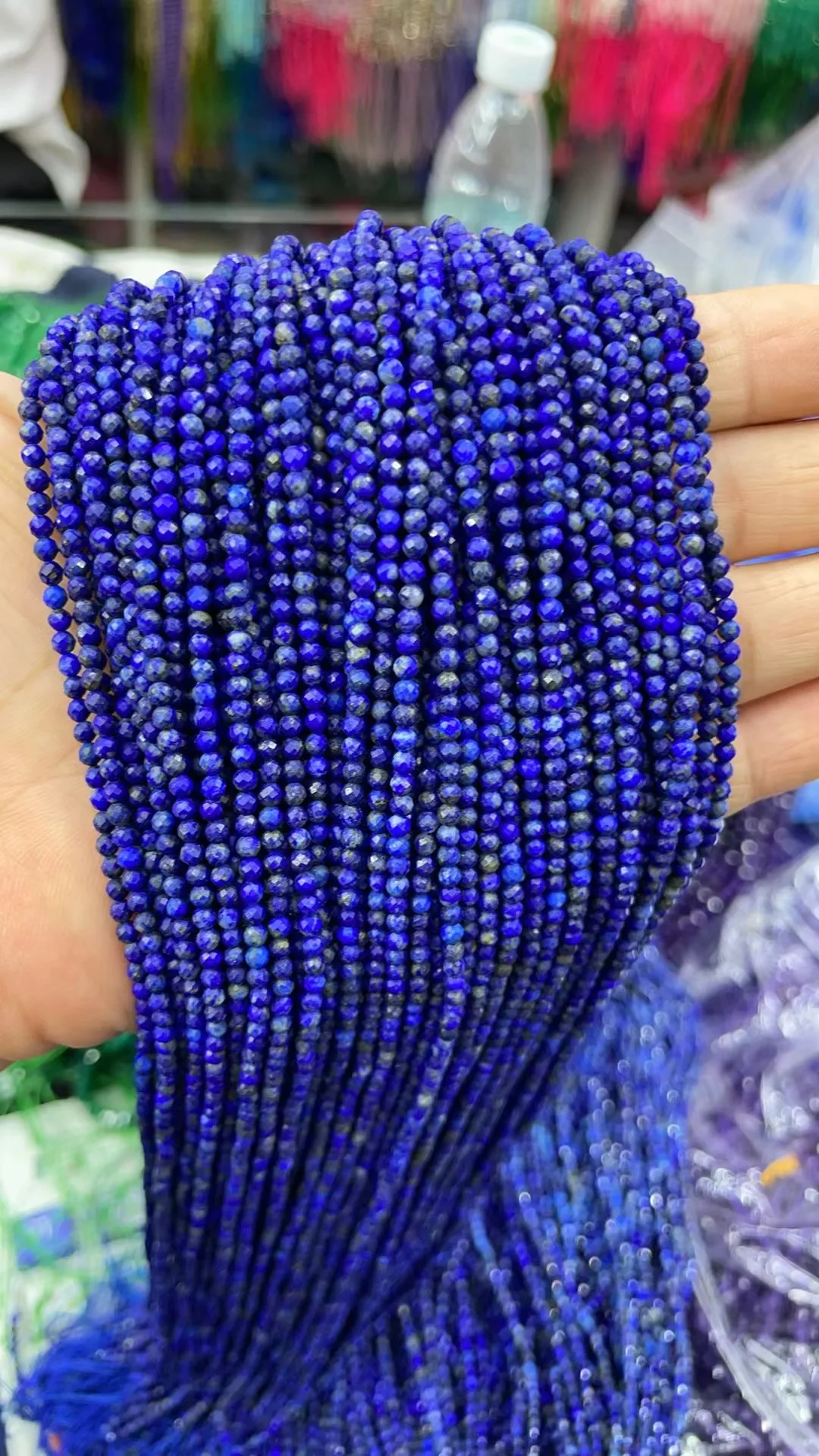 Natural Lapis Round Cut face   2mm 3mm 4mmLength Dagree 39 cm