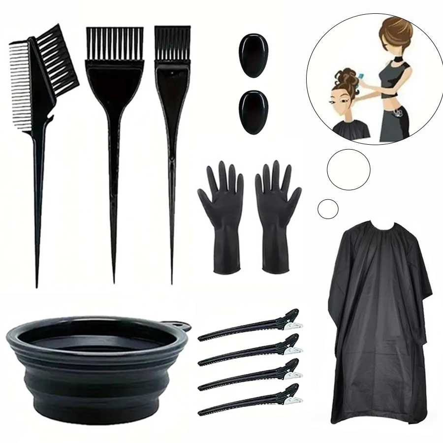 13pcs Professional Hair Dye Kit with Brushes, Color Bowl, Ear Covers & Clips - Salon Quality DIY Home Coloring Set