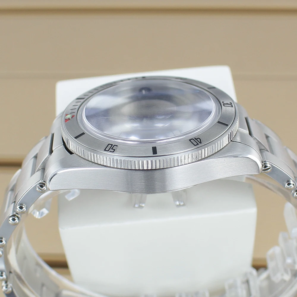 38.8mm Silver Watch Case 20mm Stainless Steel Strap With Bezel Sapphire Crystal For NH35 NH36 NH34 4R36 Movement Watch Accessory