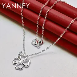 925 Sterling Silver 16-30 Inches Fine Four Leaf Clover Necklace For Woman Wife Fashion Charm Wedding Jewelry Party Favors