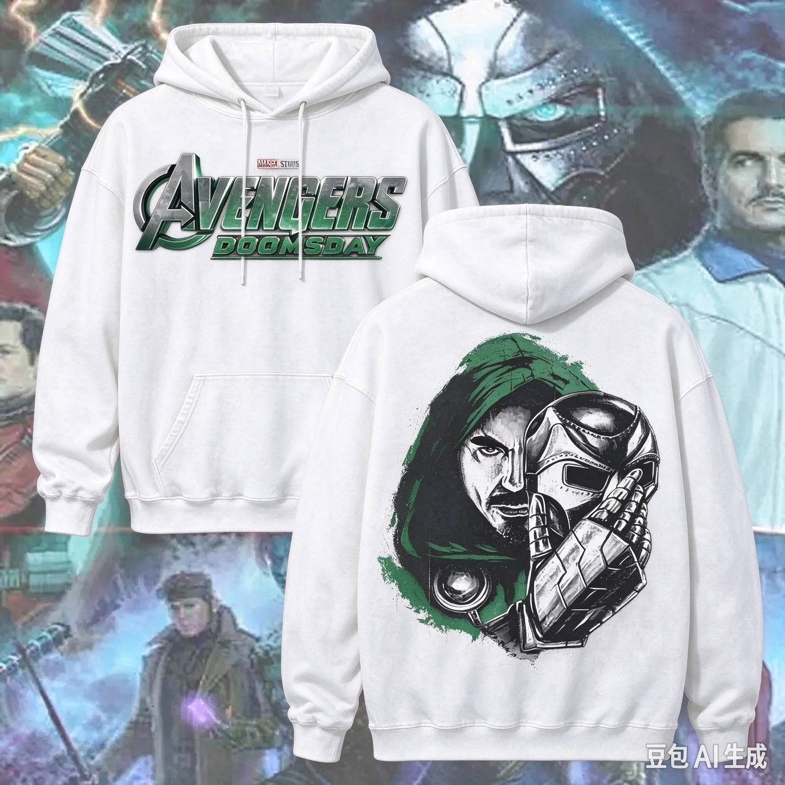 2026 Avengers Doomsday Doctor Doom Double Sided Print Hoodie Unisex Washed Vintage Oversized Hooded Sweatshirt Comic Fan 2