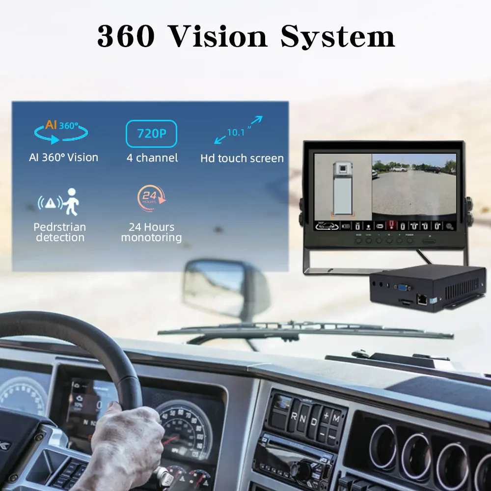 

360-degree Car Security Camera 3d Bird View System 4ch Split Screen Car Reversing Assistance 360 Camera With Early Warning Alarm