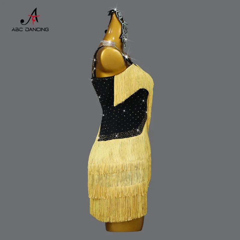 New Gold Latin Dance Dress Fringe Line Suit Sexy Adult Women Clothes  Performance Ballroom Wear Short Skirt Girl Stage Customized - AliExpress  200000532