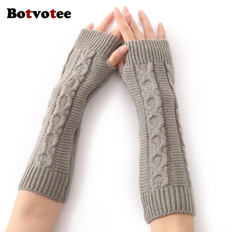 

Botvotee нарукавники с рукавами для женщин Y2k аксессуары Бесплатная доставка перчатки без пальцев зимние вязаные милые черные модные нарукавники