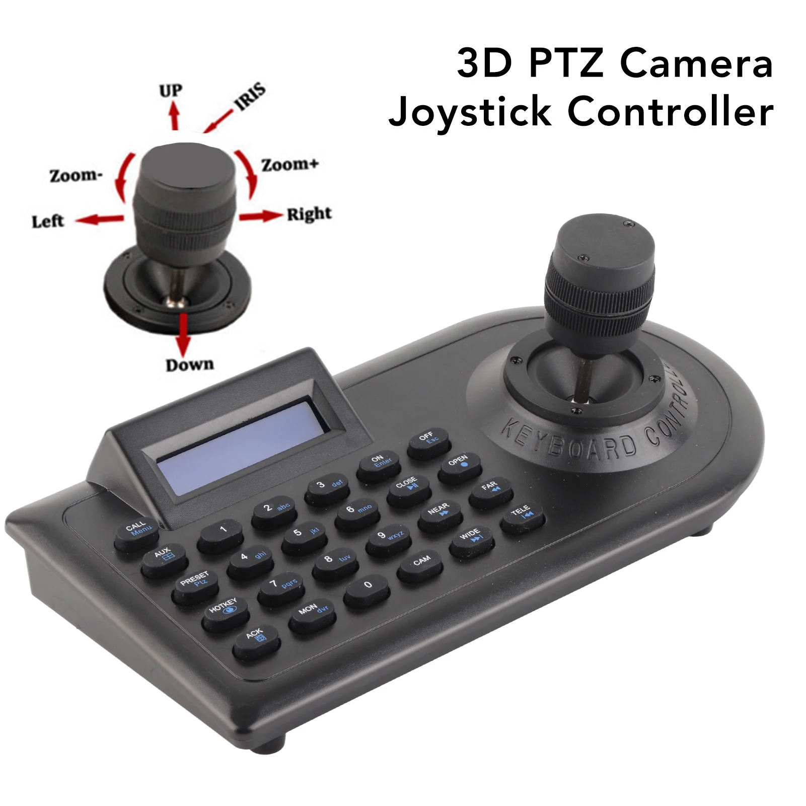 3D PTZ Camera Controller Camera Control Device Strong Compatibility LCD Display with Joystick for Public Security Surveillance