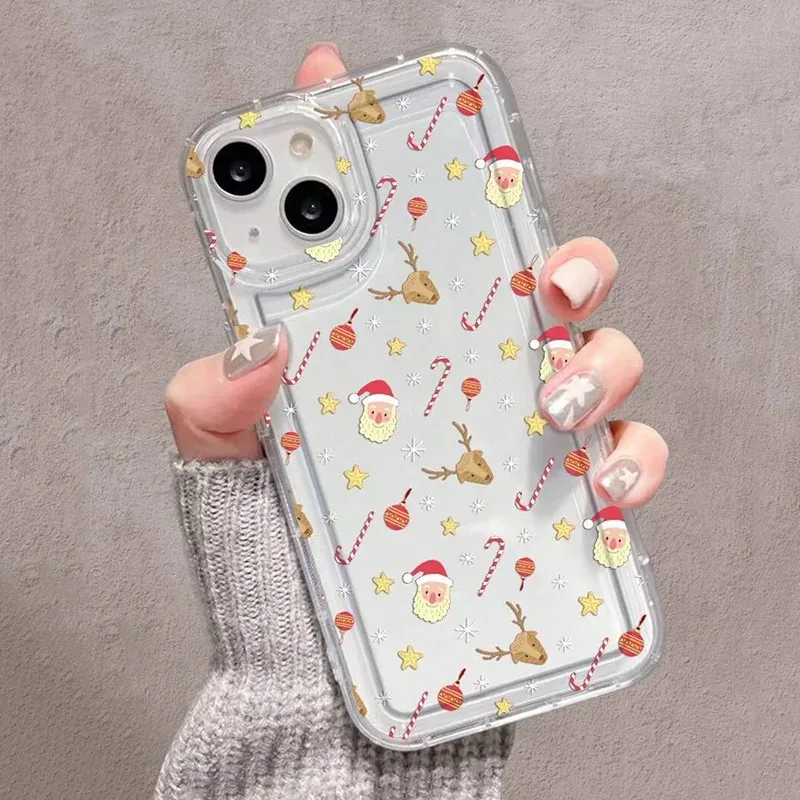 Winter Christmas Graphic Print Clear Case For iPhone 16 15 14 13 12 11 Pro Max 16E XS XR SE2 7 8 Plus SE2 SE3 Shockproof Cover - náhled 3