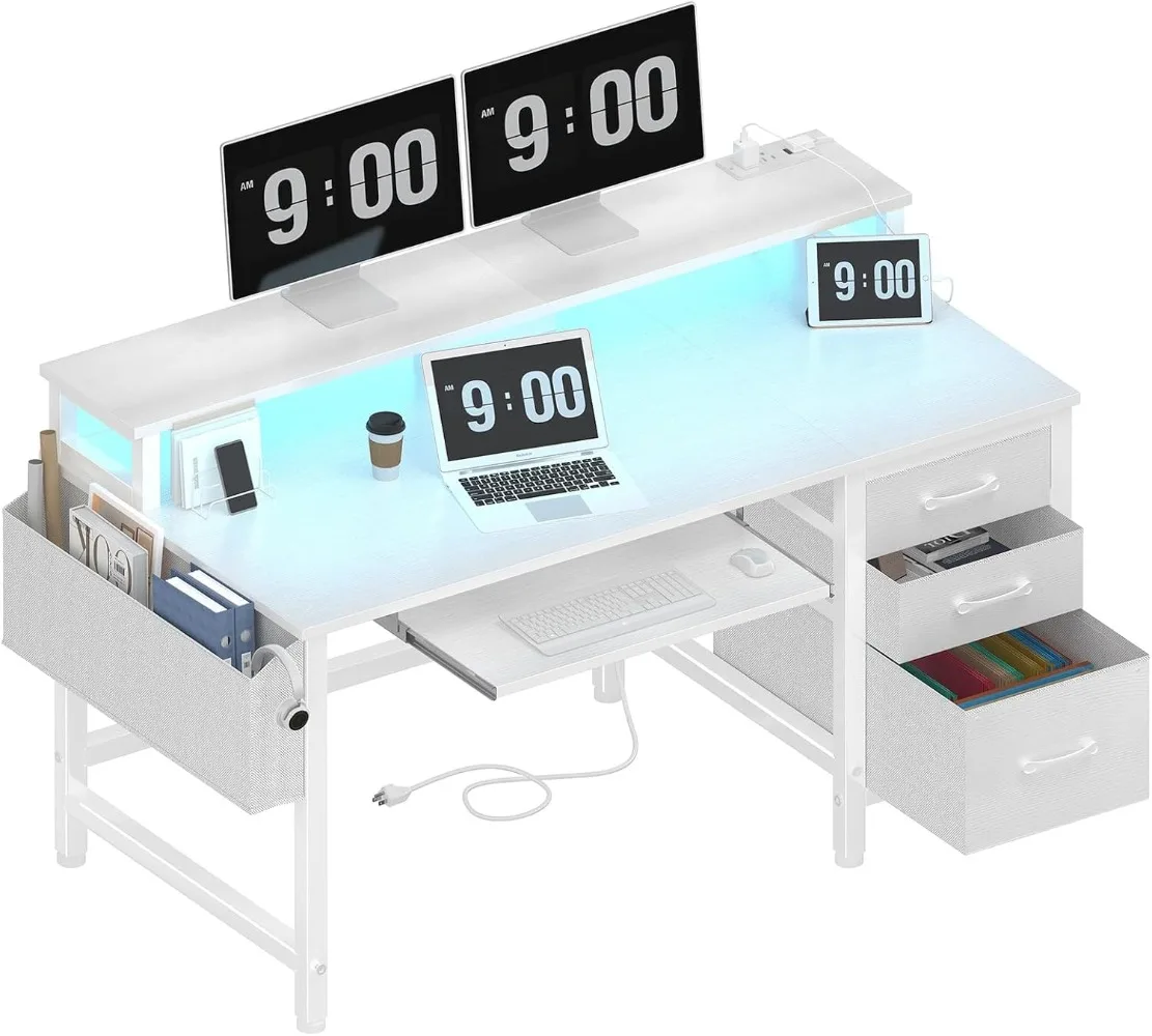 Computer  desk with File Drawers Cabinet, with Keyboard Tray,