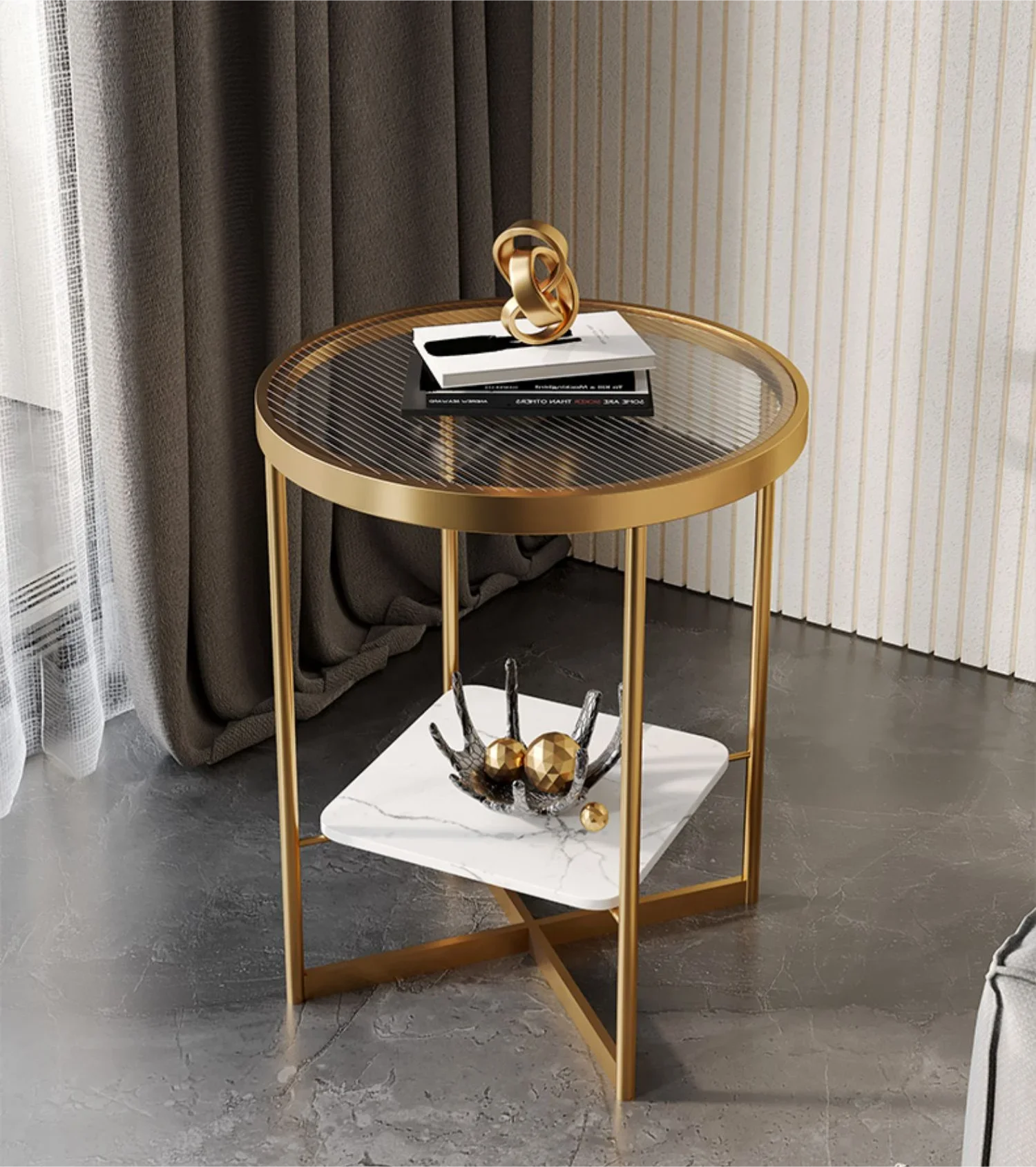 

Modern Living Room Light Luxury Sofa Side Table Balcony Glass Corner Table Creative Design Sense Small Coffee Table