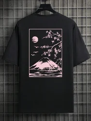 Tokyo Sakura Mount Fuji Business Card T-shirt Women's Fashion T-shirt Clothing Summer Casual Top Hip Hop Loose Versatile T-shirt