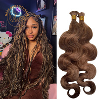 Body Wave Bulk Human Hair Chocolate Brown Color No Weft 100g/Pack Blend Highlight Brown BOHO Braids Human Hair Braiding Hair
