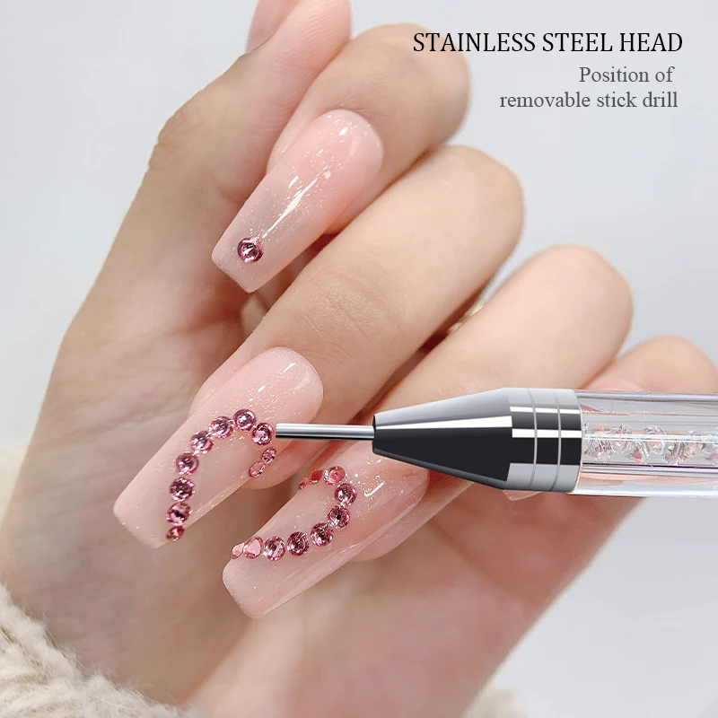 KANIU Clear Stainless Steel Tip Nail Art Rhinestone Picker Pen Transparent Handle For Gem Crystal Bead Picking DIY Manicure Tool