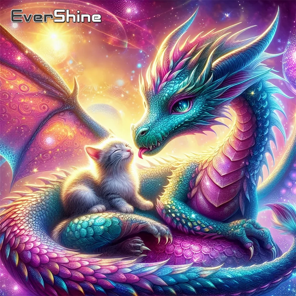 

Evershine 5D DIY Алмазная вышивка Дракон животное живопись акриловые принадлежности для рукоделия кошка Алмазная мозаика динозавр ручная работа хобби