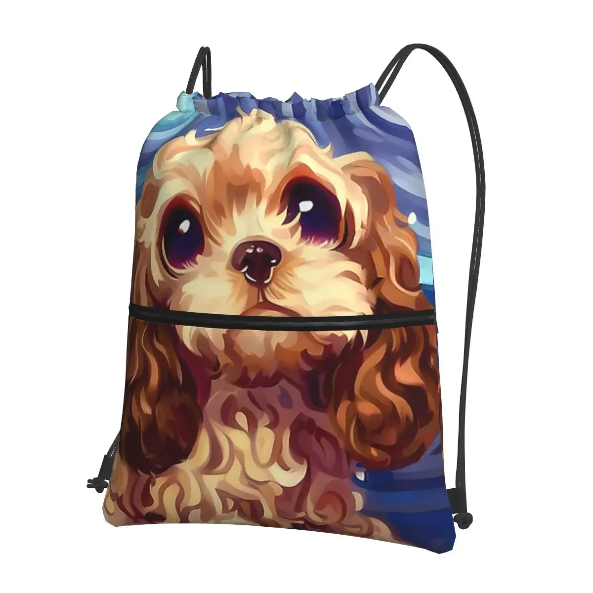 Cocker Spaniel Starry Night Portable Backpacks Drawstring Bag Drawstring Bundle Pocket Storage Bags For Travel Sport Man Woman