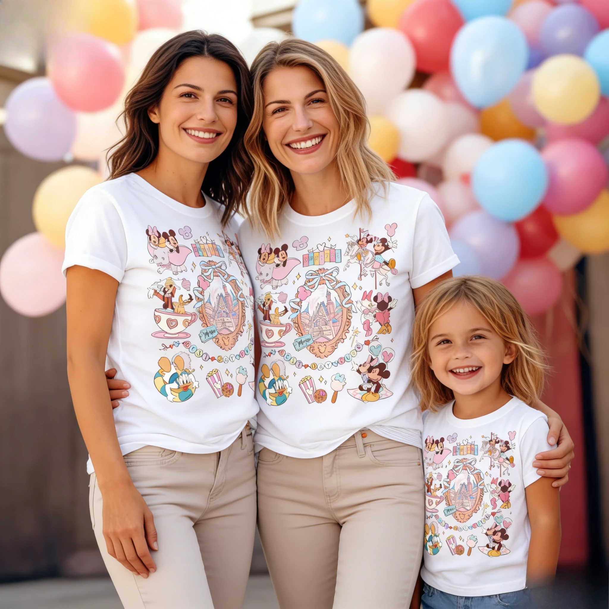 ملابس ديزني فاميلي بين الوالدين والطفل، فستان نسائي بفيونكة من ميكي كاسل ماجيك كينغدوم تور، ملابس الوالدين والطفل