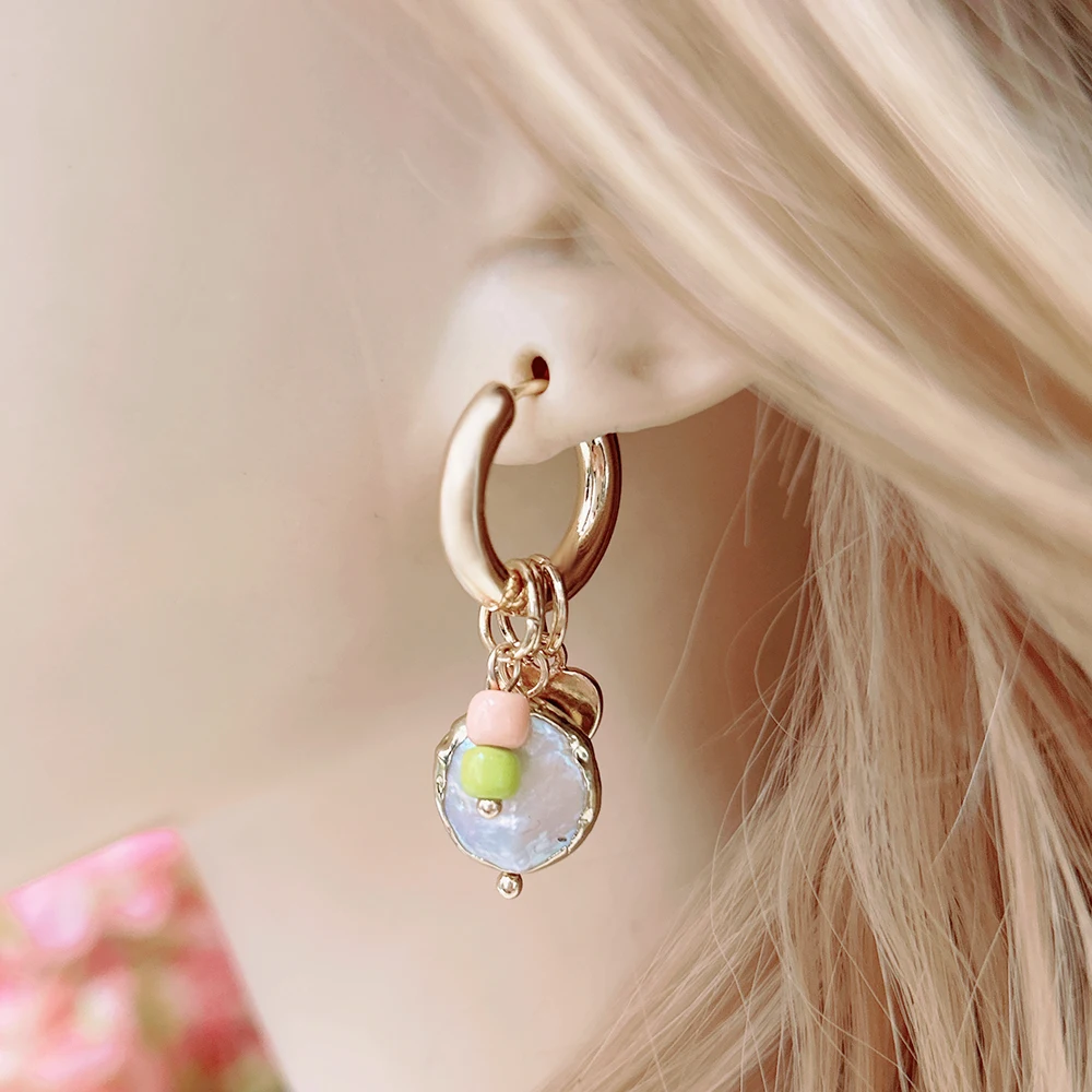 Freshwater Pearl Pendant Earrings For Woman Charm Natural Raw Stone Apatite Lapis Quartz Stones Ear Luxury Quality Jewelry Girls