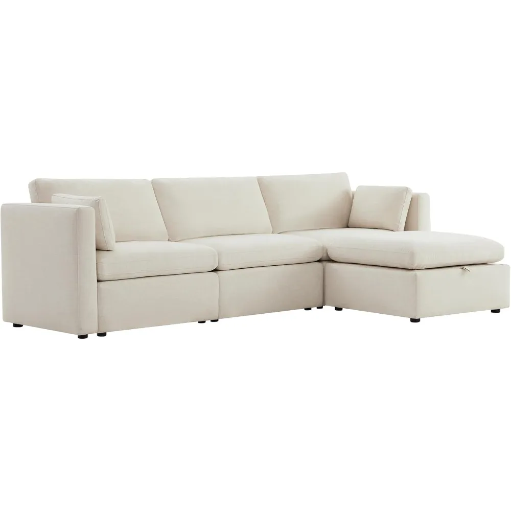 Large Modular Segmented Fabric Sofa Set, FSC Certified Large L-shaped Sofa Reversible Lounge Chair Modular Segmented Sofa