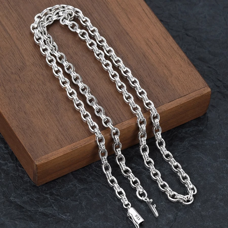 

S925 sterling silver gothic style fanwen letter chain men's and women's punk fashionstylishhip hop necklace thai silver