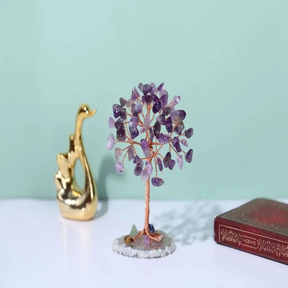 Positive Energy Amethyst Crystal Tree Agate Purple Money Tree Green Pink Crystal Decor Home Office Desk