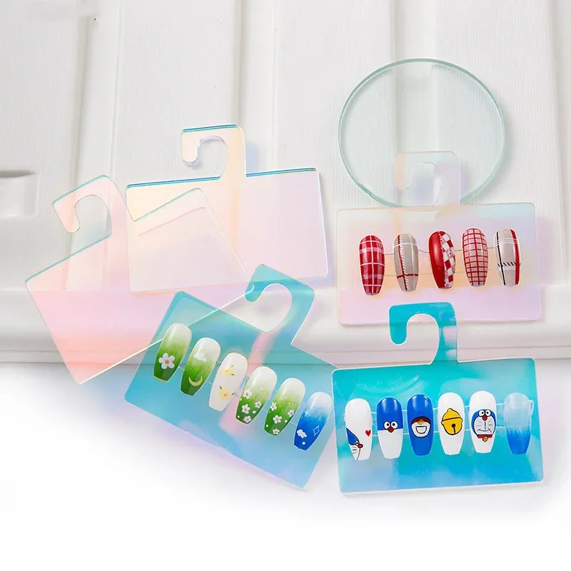 1 Set Nail Art Display Board Sample Acrylic Hanger Aurora False Tips Press-on Tips Works Exhibition Storage Nail Hook Board Tool
