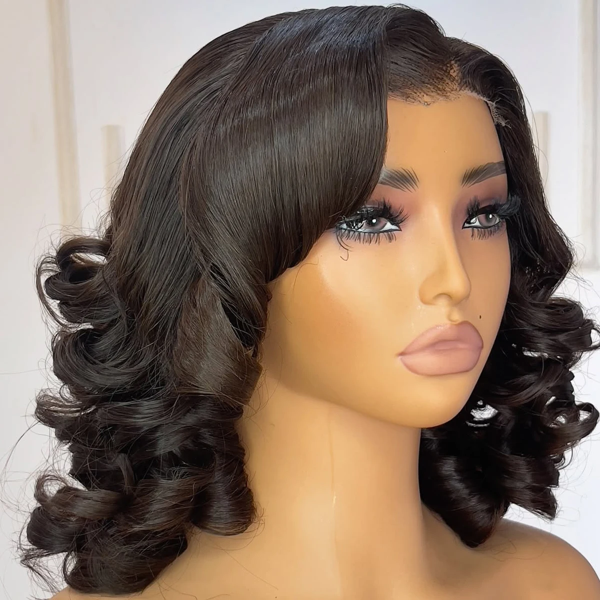 

400 Density Bouncy Curly Glueless Wigs 100% Human Hair Preplucked Ready To Wear 13x4 HD Lace Front Brazilian Super Double Wig
