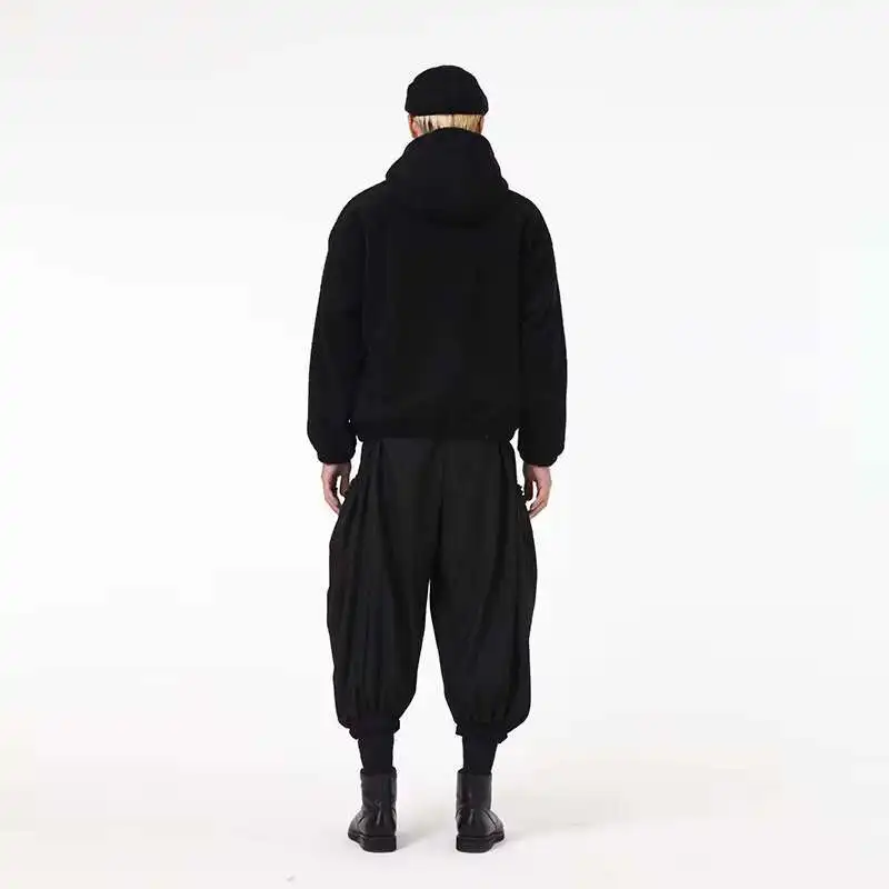 

Мужские укороченные брюки, черные брюки Харлан, свободная повседневная уличная одежда с карманами, мужские темные брюки-кюлоты в стиле Ямамото