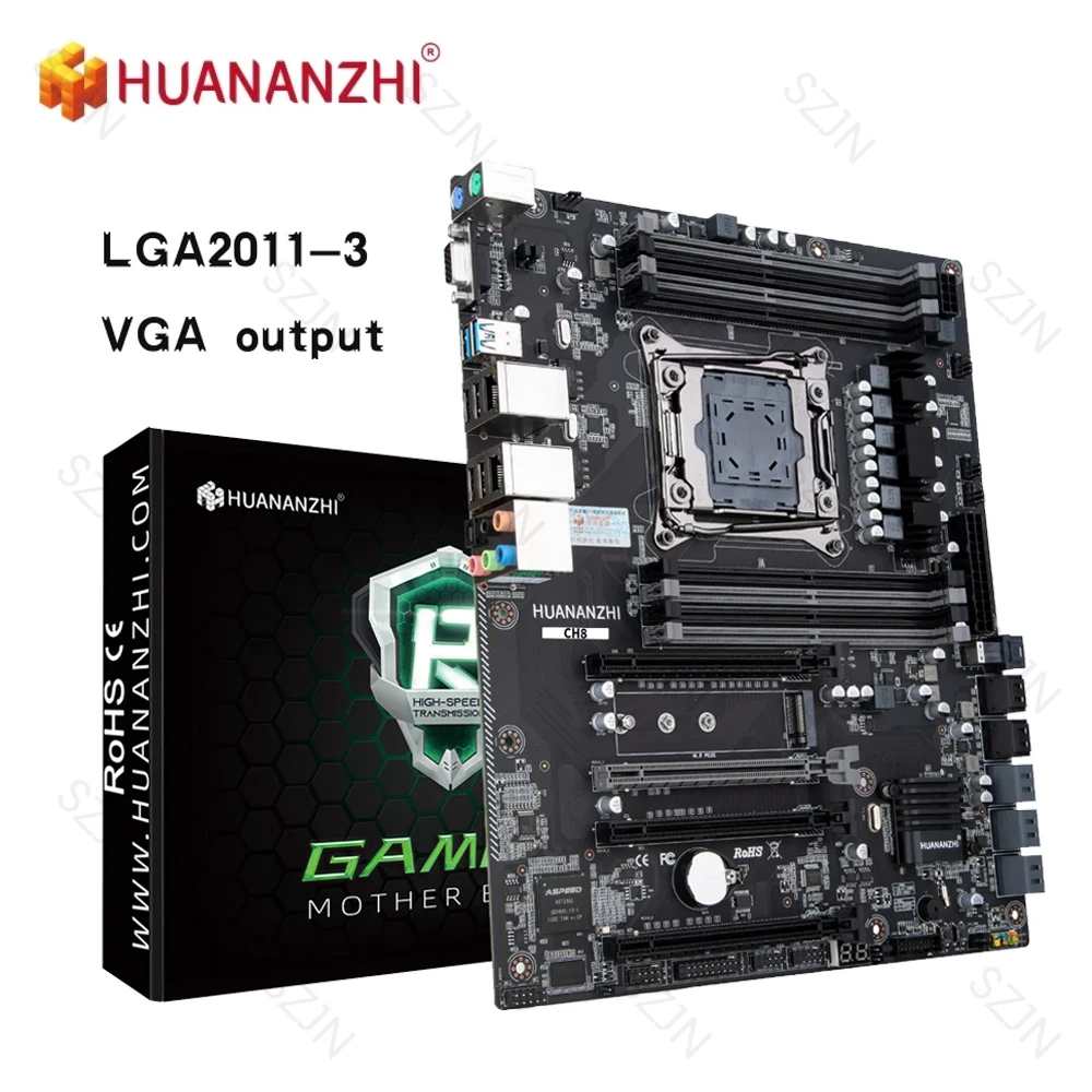 HUANANZHI 마더보드 LGA 2011-3 XEON X99 VGA 비디오 출력 지지대, DDR4 RECC NON-ECC 메모리 M2 NVME, X99 CH8 