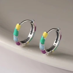 New Earrings for Womens Fashion Jewelry Trend French Romantic Retro Color Enamel Round Gold Color Ear Buckle