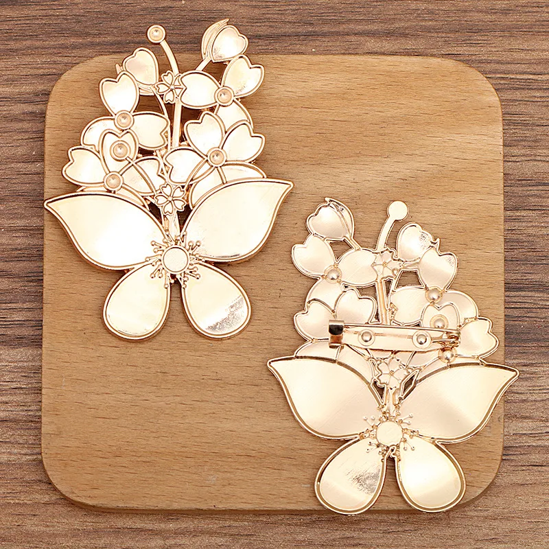 BoYuTe Alloy Butterfly Flower Brooch Base Handmade Materials Diy Jewelry Accessories and Components Wholesale
