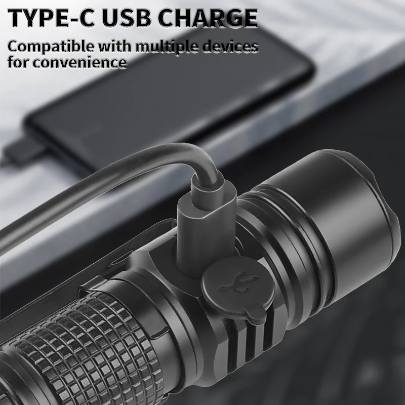 Portable Mini LED Flashlight Super Bright Long Distance Magnetic Torch Type-C Charging Pocket Light For Night Walking Home Use view 6