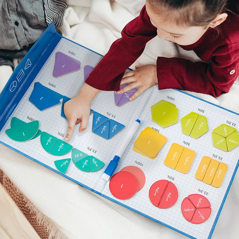 Magnetic Fraction Circles And Tiles Parent Child Interactive Magnetic Geometric Shape Dividing Board Educational Toy For Kids