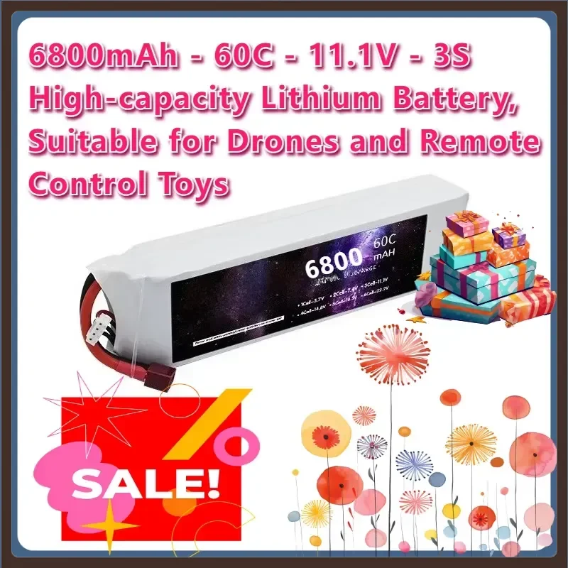 6800mAh- 60C -11.1V -3S High-capacity Li-Ion Battery for Drones / Remote Control Toys with T XT60 XT90 Plug Replacement Battery